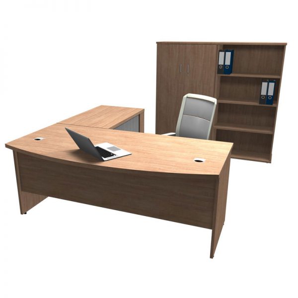 Discovery Bowfront Desk with Side Cabinet