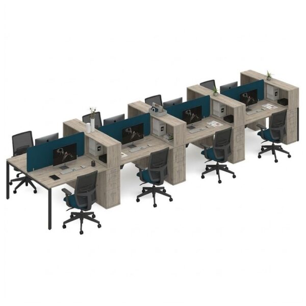 Cluster Desk Shell Leo Slimline 8-Way Cluster Desk - Office Group
